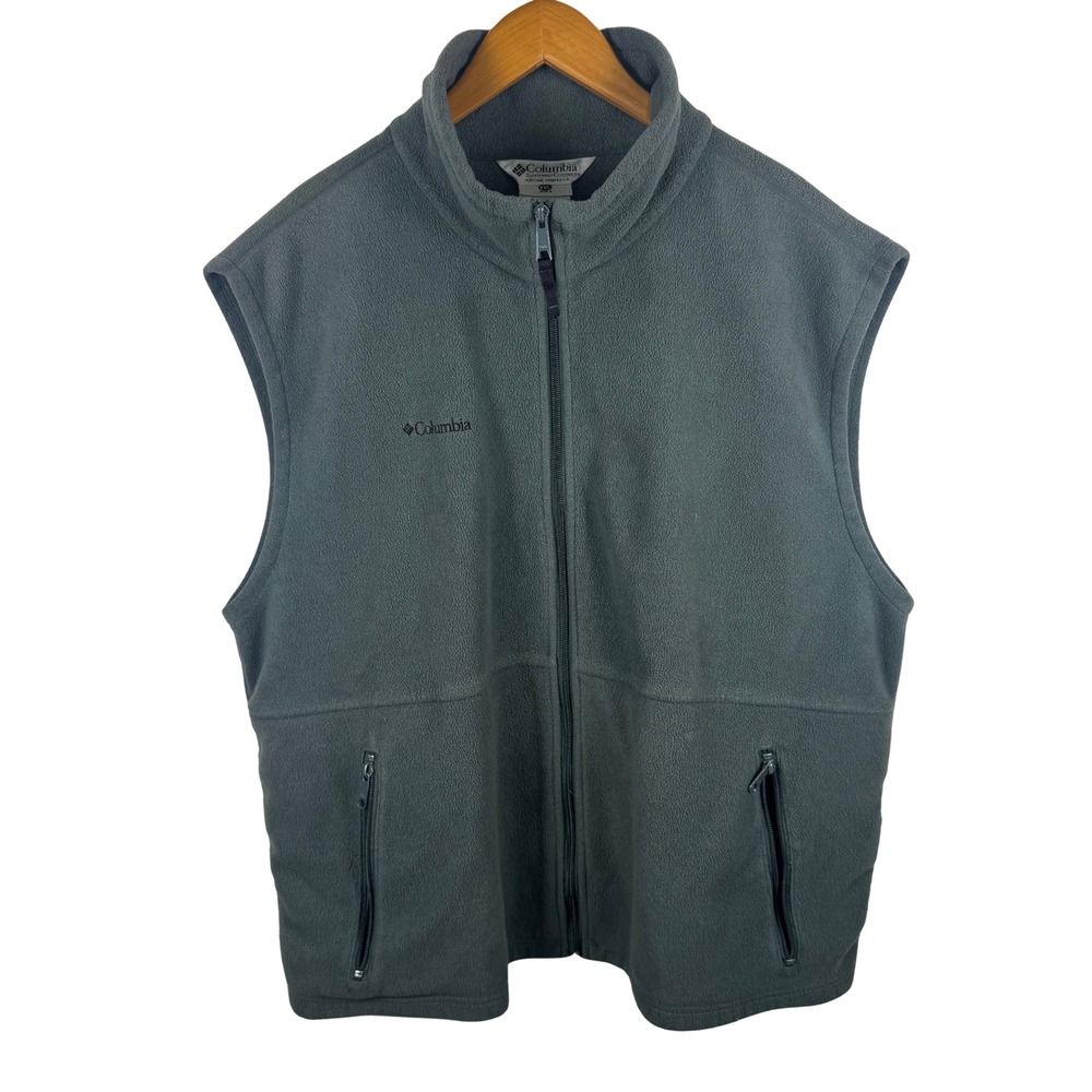 Columbia Mens XXL Steens Mountain Fleece Vest Gray Full Zip Mock Neck 00531